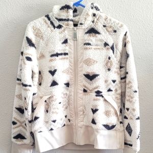 The North Face Fleece Zip-Up Jacket, Cream w/ Design